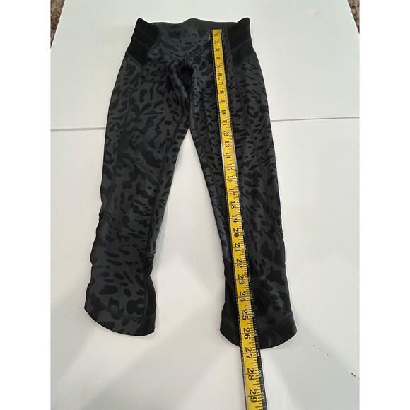 Lululemon Leggings Women's Size 2 Color Leopard Print Just Breathe Mesh Panel - Picture 5 of 8